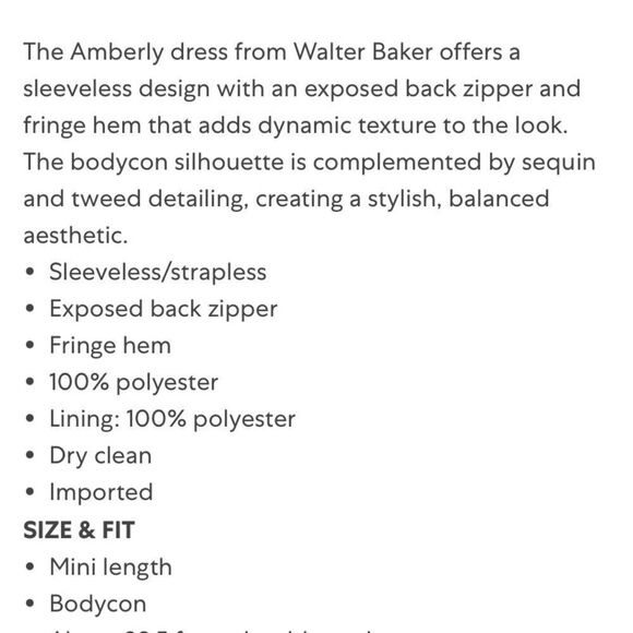 WALTER BAKER Dress NEW Amberly Broadway Tweed Plaid Strapless Mini Black Size 8 - Picture 9 of 10